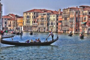 Gondolas on the Grand Canal in Venice