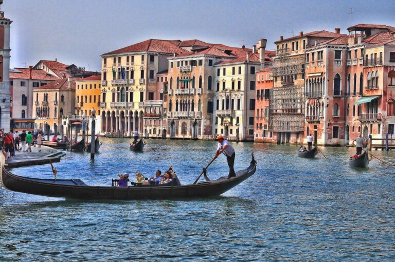 Gondolas on the Grand Canal in Venice